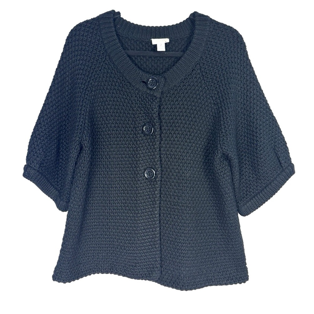 VTG Chicos Mod Knit Sweater Retro 60s Puff Short Sleeve Chunky Wool Size 2 Large